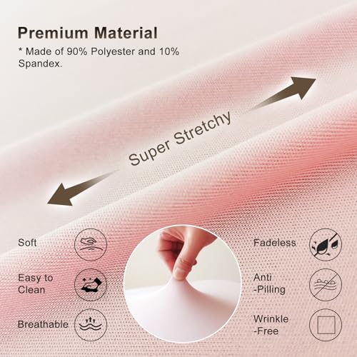 Image of 2-Piece Spa Bed Cover Professional Lash Bed Cover Stretchy Massage Table Cover Beauty Bed Protective Topper, Excellent for Lash Extension, Spa, Massage, Beauty Salon, Wax, Tattoo (Pink)