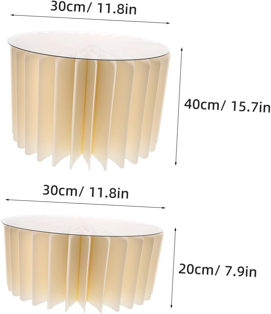 Cabilock Foldable round Cylinder Pedestal Stand Set, White Paper Party Display Stands for Wedding and Birthday Decorations, 2pcs (30cm Diameter X 20cm 40cm Height) Table Centerpiece