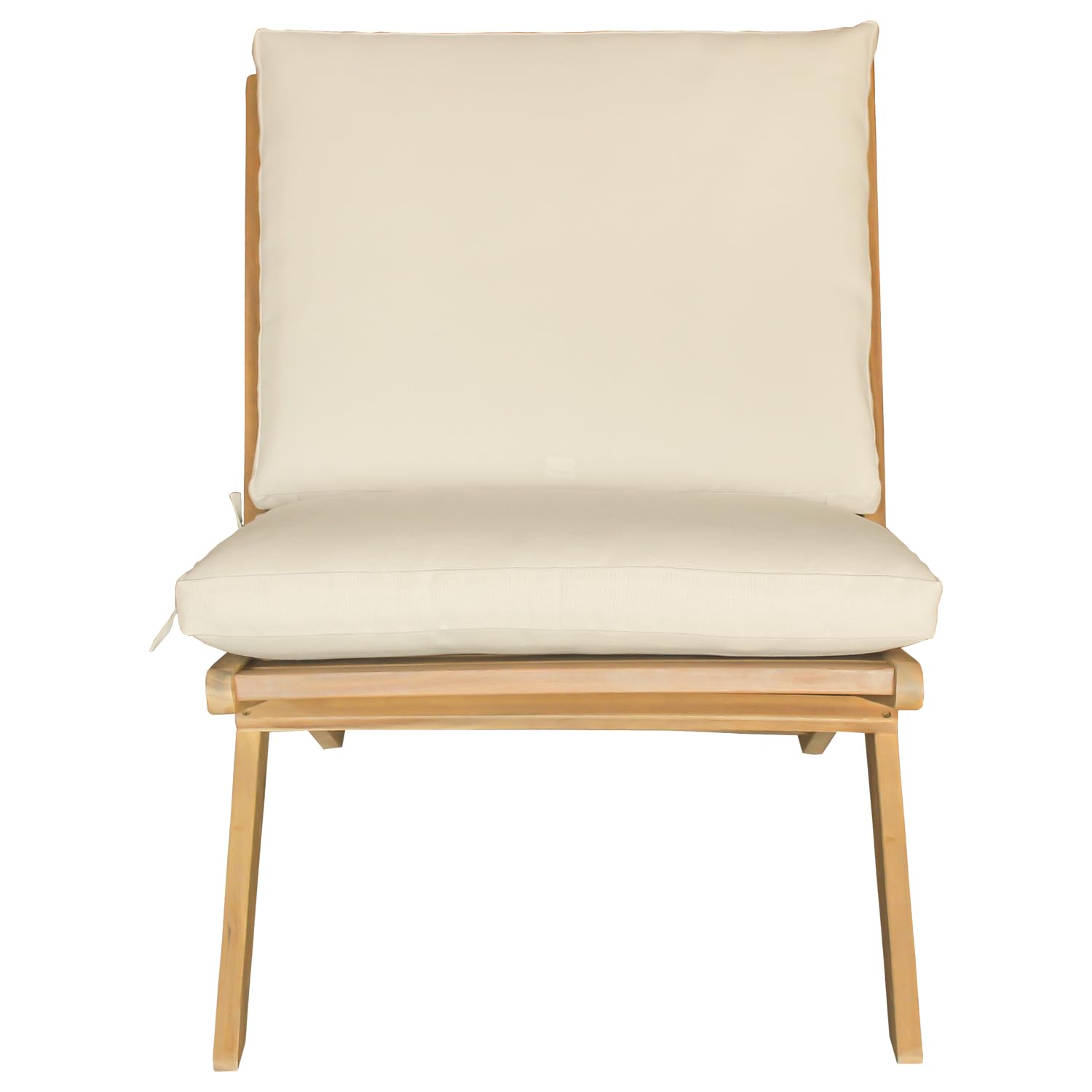 Happy Garden - Sillón plegable de acacia FARO con cojines beige - Sillón interior y exterior