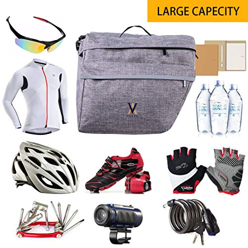 Vuudh Bike Pannier Bag - 30L Bicycle Bag With Reflective Trim, Water-Resistant Bike Rear Seat Saddle Bags (Grey, M) #TOP5