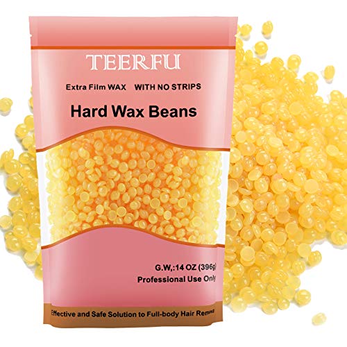 Hard Wax Beans for Painless Hair Removal, Brazilian Waxing for Face, Eyebrow, Back, Chest, Bikini Areas, Legs At Home 396g (14 Oz)