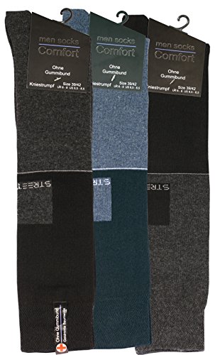 VCA 3 of 6 paar comfortabele kniekousen voor heren, katoen met elastaan, zonder elastische band - Afbeelding 3