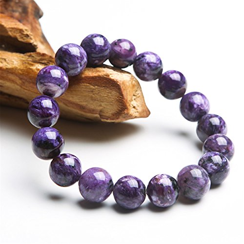 Charoite 12 mm bracelet extensible en perles naturelles pour apaiser l'esprit stressé - 4