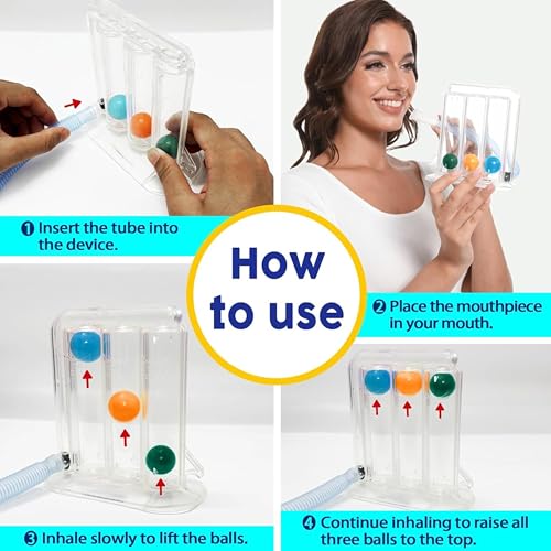 Image of Aika 3 Ball Spirometer Lung Exerciser | Incentive Spirometer for Adults | Breathing Exercise Machine for Lung Capacity | Respirometer for Deep Breathing, COPD, Recovery & Respiratory Training