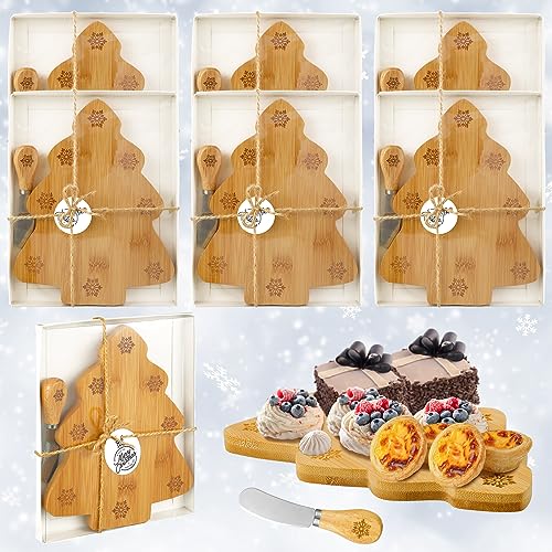 Kigley Tabla de Cortar en Forma de Árbol de Navidad Juego de 6 Piezas Madera Natural