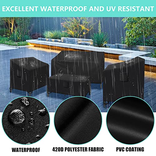 Kovshuiwe AMW00021 Patio Furniture Covers,4-Piece Outdoor Veranda Patio Garden Furniture Covers Set Waterproof - Upgraded 420D Heavy Duty Oxford Fabric Rattan Furniture Cover thumb #5