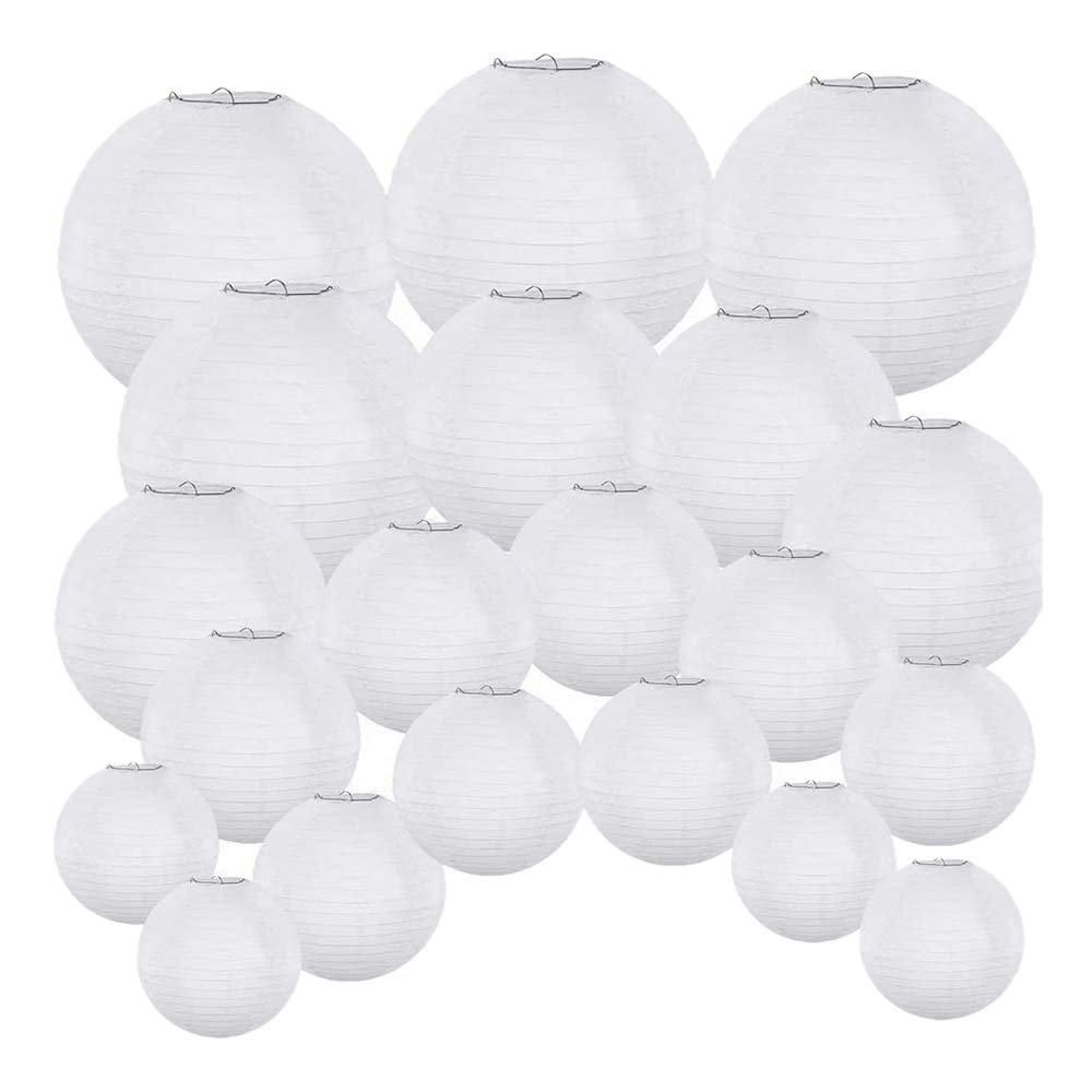 CTRLZS 20 Pack Chinese Round White Paper Lantern,Paper Lanterns Hanging Lanterns Wedding Party Decorations