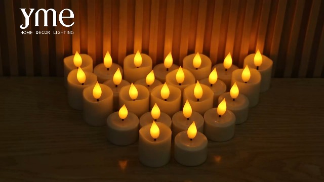 Image of Yme Tea Lights Candles Battery Operated, Rechargeable with Remote & Timer | USB-C Charging Cables, Flickering Flameless LED Votives Candles,for Lantern, Table, Halloween, Christmas, Party Decor, 12PCS