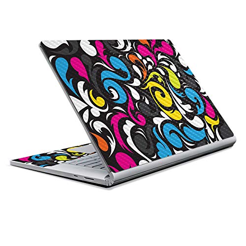 Image of MightySkins Carbon Fiber Skin for Microsoft Surface Book 2 13 inch (2017) - Swirly,Protective, Durable Textured Carbon Fiber Finish,Easy to Apply, Remove, and Change Styles,