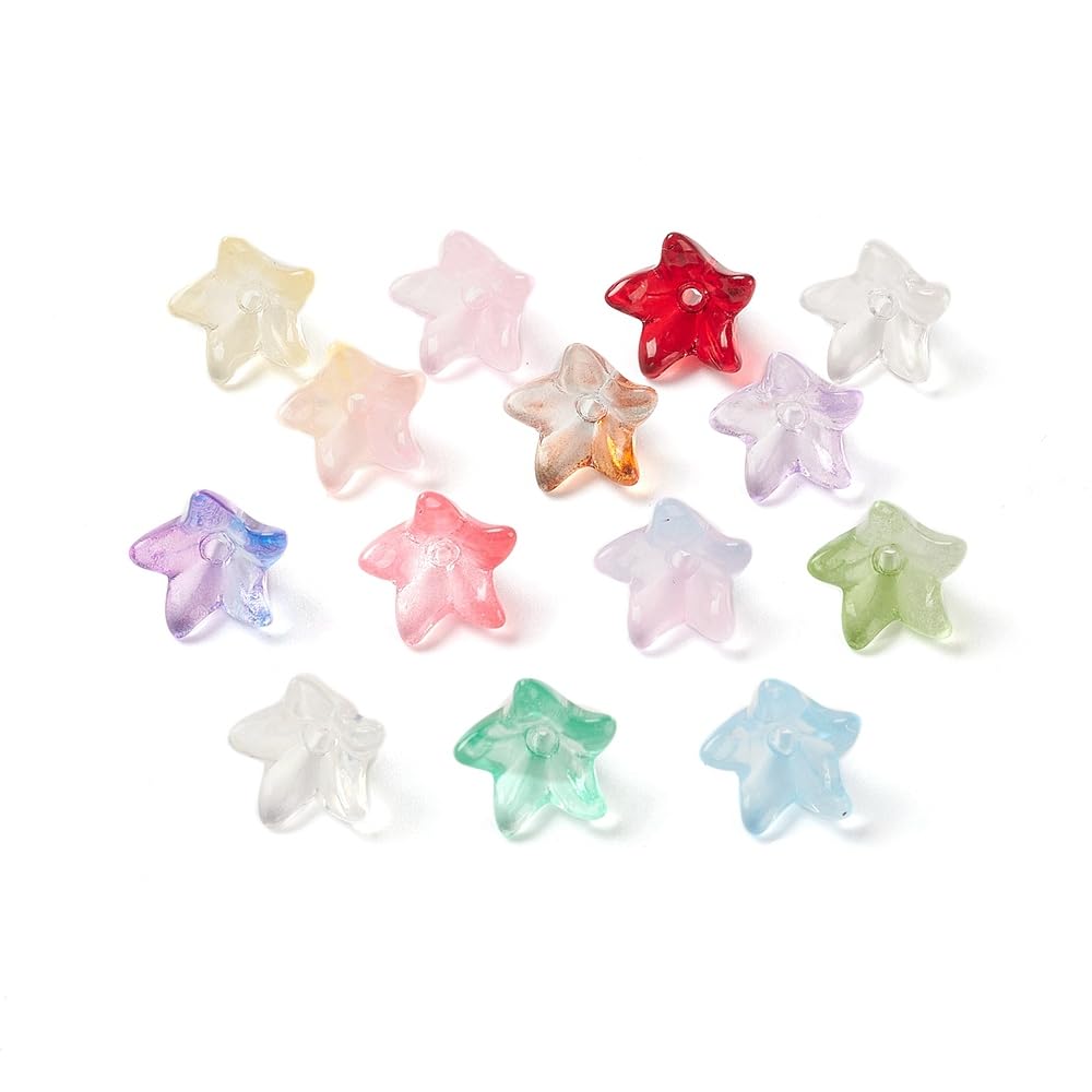 LiQunSweet 500 Pcs Glass Morning Glory Flower Bead End Caps Lily Flower Trumpet Floral Beads Caps for Jewelry Bracelet Making