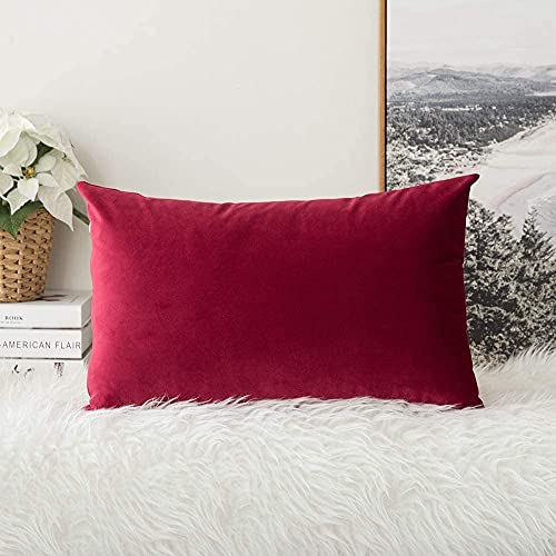 Image of Khooti Christmas Velvet Cushion Cover Pack of 1-18 inch x 22 inch / 46 x 56 cm - Red - Soft Pillow Covers Cushion Case for Sofa Bedroom Livingroom Chair Car, Cushion Cover