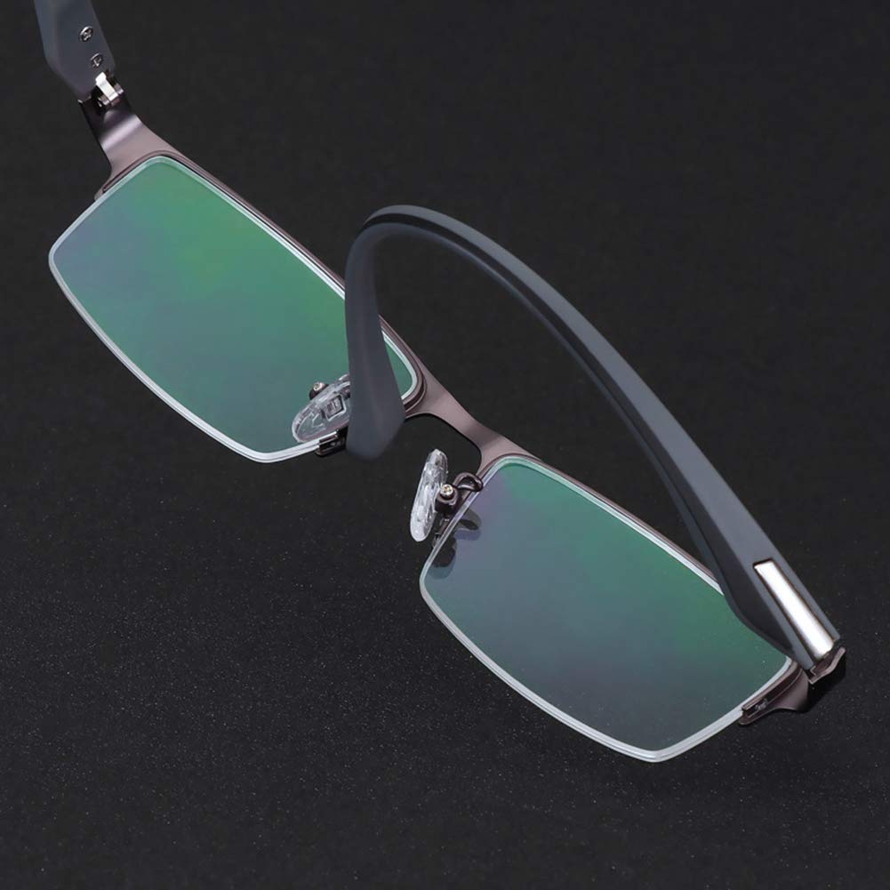 Okulary do czytania unisex z połową felgą, kieszonkowy czytnik metalowa ramka z etui okulary przeciwsłoneczne Uv400