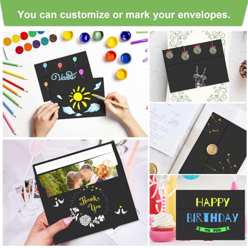 Image of 70 Packs A4 Envelope, Black A4 Envelopes, 4x6 Photo Envelopes for Invitations, Envelopes Self Seal for Weddings, Baby Shower, Photos, Postcards, Greeting Cards, Mailing