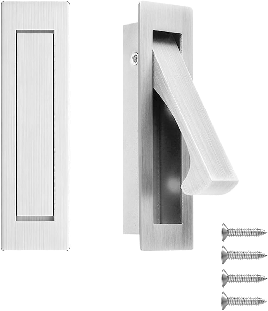 Pocket Door Handles Edge Pull,Stainless Steel 304 Pocket Door Hardware,Recessed Sliding Door Pulls Finger Flush Pull (Brushed Nickel, 2 Pack)