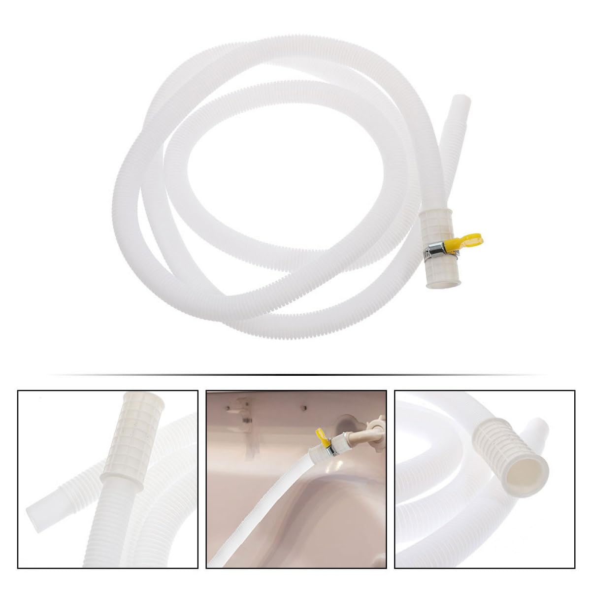 Mobestech Manguera de Drenaje para Aire Acondicionado con Abrazadera, Tubo Blanco de PE y Abs Resistente Exterior, Seguro y Duradero para Exteriores