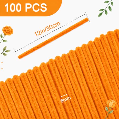 Image of YUNAMI 100 Pcs Pink Pipe Cleaners for DIY Craft Flowers - Fuzzy Chenille Stems & Fluffy Sticks for Arts & Crafts, Creative School Projects, Kids Craft Supplies, Home & Party Decor (Sunset Yellow , 100)