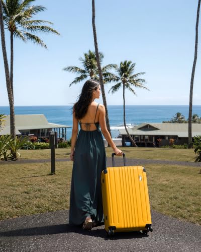 Image of Coolife Luggage, Lightweight and Durable Hardshell, 28 in, Yellow