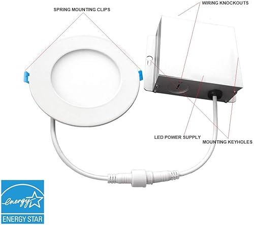 Miniatura 6 de Euri Lighting DLC6S-2040e - Lámpara descendente circular ultrafina regulable de 6 pulgadas, 12 W (100 W igual), 900 lm, 4000 K (blanco brillante),