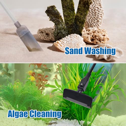 Image of Aquarium Cleaning Kit - Fish Tank Gravel Vacuum Cleaner & Algae Scraper for Glass Tanks, Easy Water Change & Algae Removal for Freshwater & Saltwater Tanks, Maintain Clear & Healthy Water