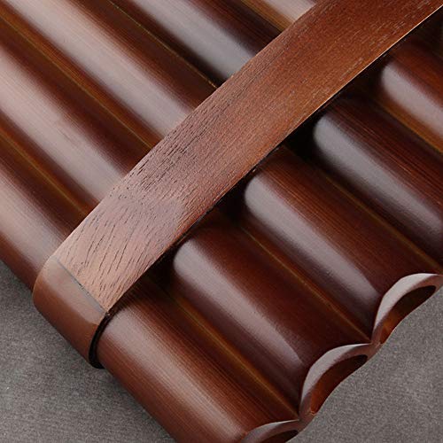 22/25 Pipes G Key Professional Pan Flute Chinese Traditional Musical Instrument Pan Pipes Easy to Learn with Exquisite Brown Pan Pipes Flute and Black Leather Bag (22-Left Hand) - Thumbnail 7