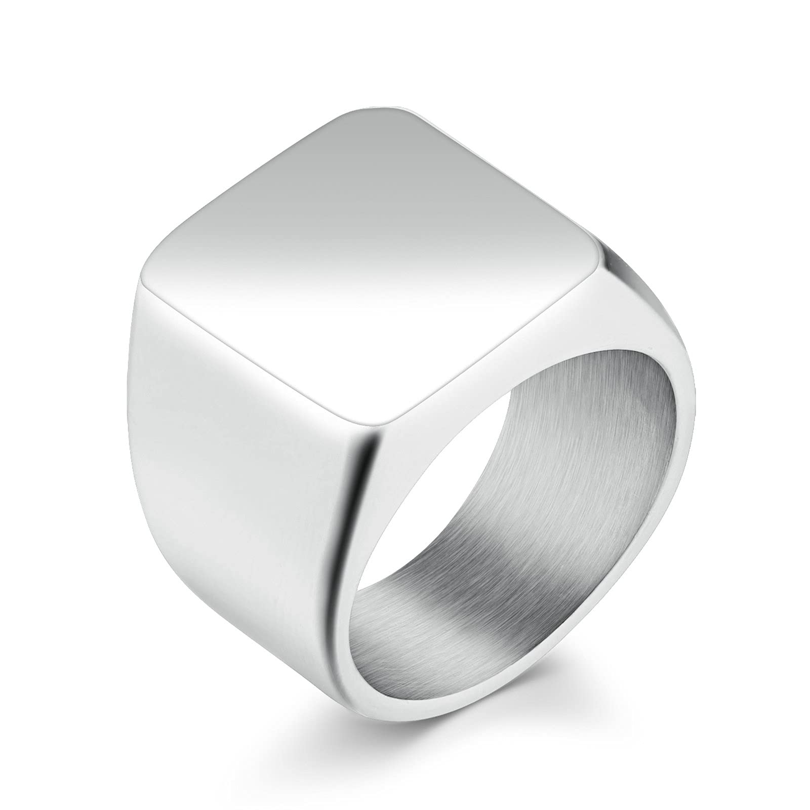 AmDxD Anillo de compromiso plateado, de acero inoxidable, anillo de compromiso para parejas, color de fantasía, circonia redonda y colorida, muy pulido, W51.5 & M54, Acero inoxidable, circonita