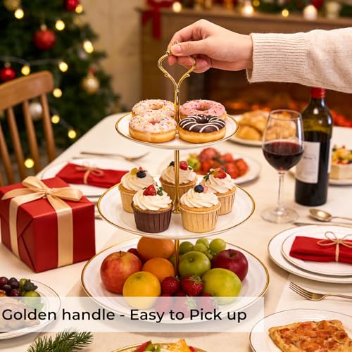 Image of Goaste 3 Pack Tiered Cupcake Stand, Plastic Cupcake Stand Tower, 3 Tier Round Shape Dessert Serving Tray, White Cookie Candy Buffet Stand for Tea Party, Baby Shower, Wedding, Birthday, Christmas