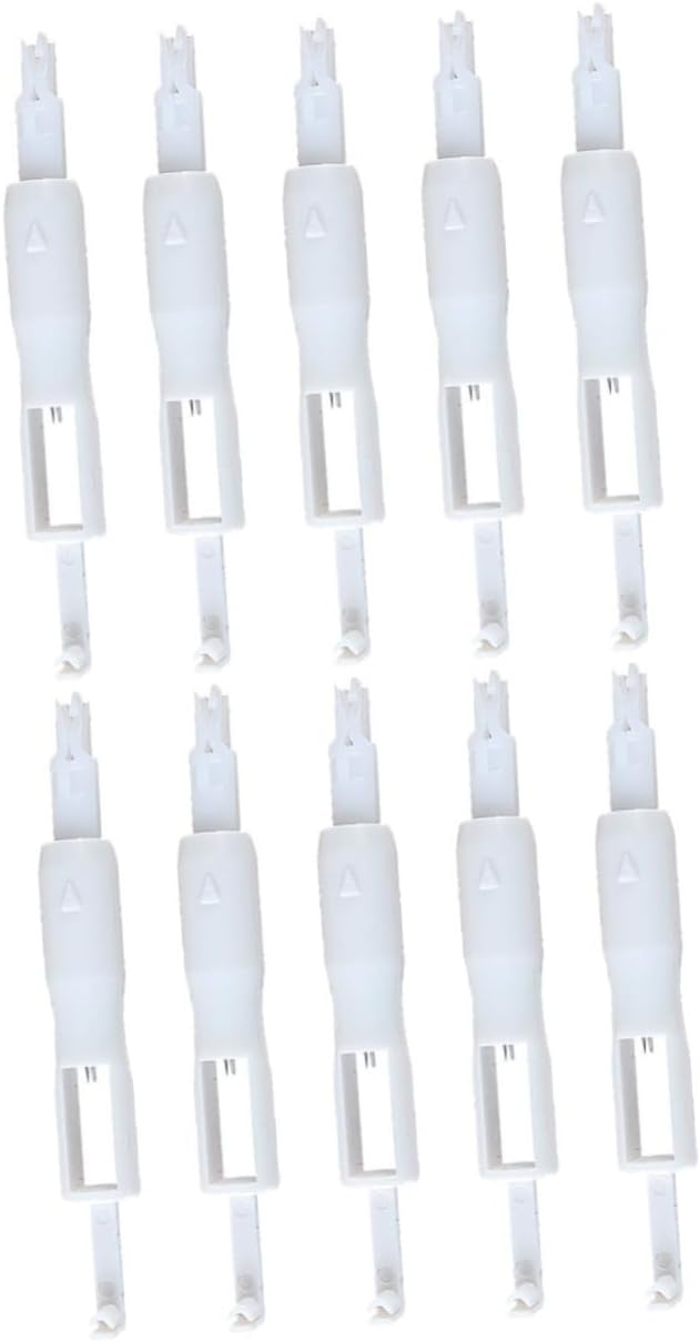 STOBOK 10pcs Needle Threading Tool Automatic Needle Inserter for Home Sewing Machines Durable for DIY Crafts and Needlework White