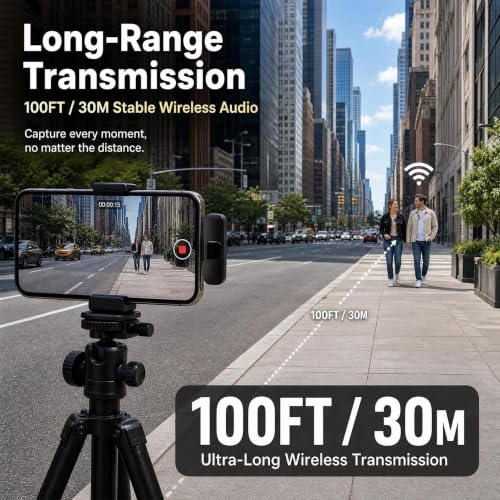 Image of Wireless Lavalier Microphone for iPhone Android, 2Pcs Mini Mic, Plug & Play