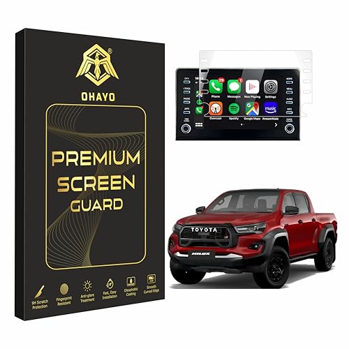 Image of OHAYO 9H Hard Screen Protector for Toyota Hilux 2022-Onwards | 8 Inch Infotainment Display Protection Film | Scratch Resistant, Military Strength, Bubble Free, HD Clarity | Compatible with Hilux STD & High Models Car Accessories
