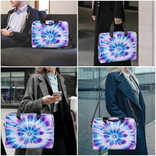 Maletín para laptop con diseño tie dye azul y púrpura miniatura 2