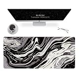 EYROZILL Extended XL Gaming Mouse Pad - Non-Slip, Waterproof, Black and White Desk Mat - 35.4''x15.7''