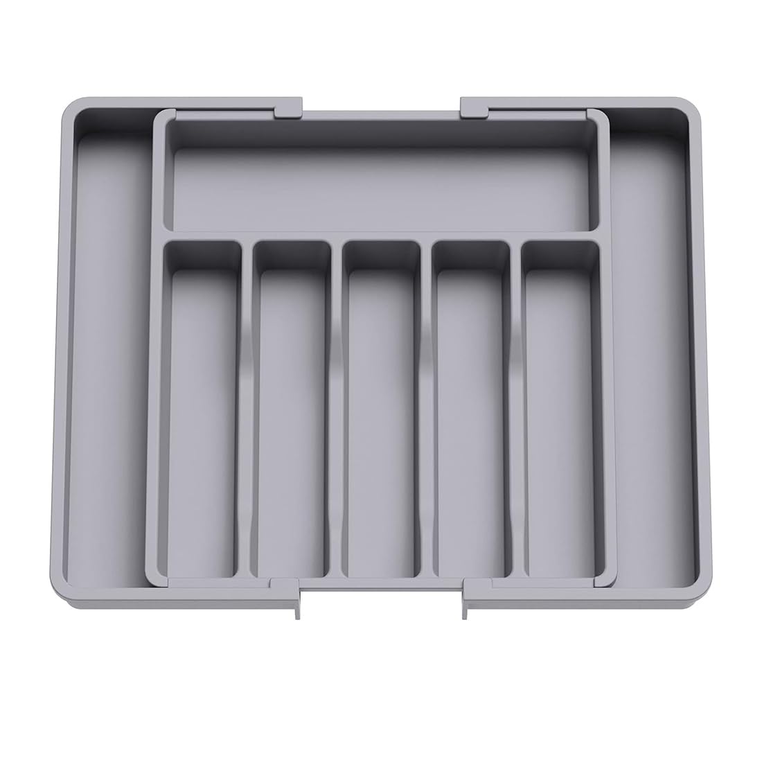 XIANTIAN Cutlery Drawer Organiser, Expandable Drawer Organiser ,Tray with 6-8 Compartment Holders, 33-57 x 38 x 5 cm (grey)