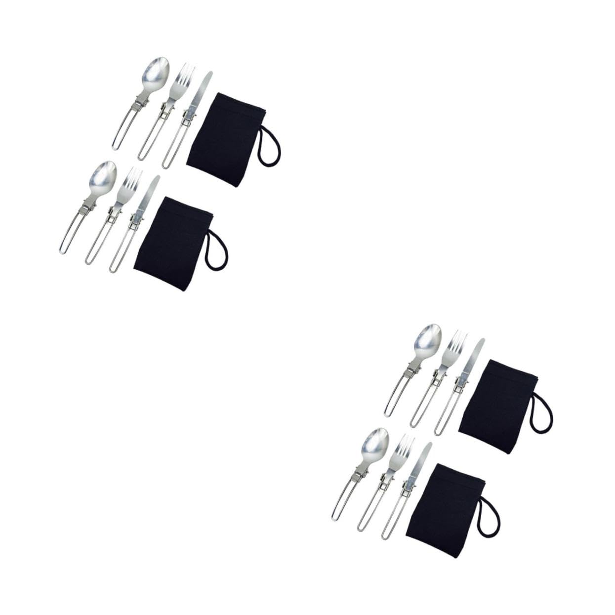 YARNOW 4sets Posate Pieghevoli Acciaio Inossidabile Per Nic e Campeggio Kit Da Tavola Portatile Con Forchette Cucchiai e Per Attività All Aperto e Pranzi Ufficio