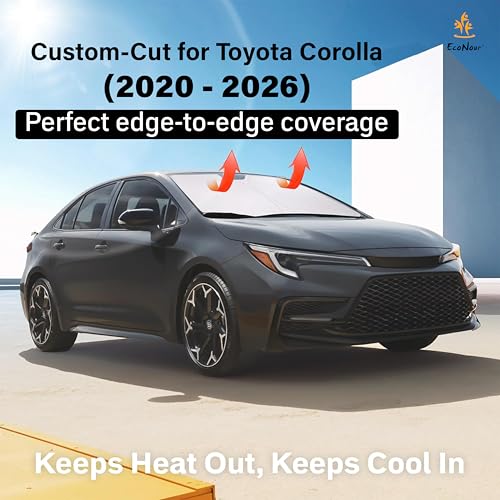 Image of EcoNour Windshield Sunshade Compatible for Toyota Corolla 2020-2026 Car-240T Polyester Material Car Sun Visor-Reflector Blocks UV Rays-Foldable Sunshade Interior Protection-Toyota Corolla Accessories