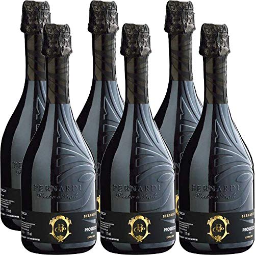 Prosecco Treviso Doc Extra Dry | Bernardi | Bollicine Italiane | 6 Bottiglie 75Cl | Perlage Fine | Aperitivo di Qualità | Idea Regalo