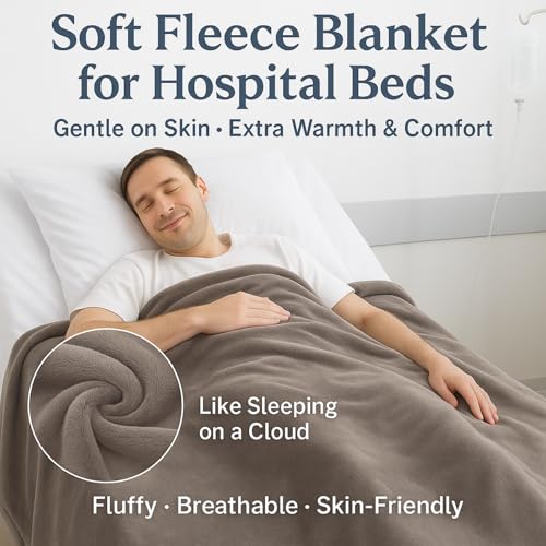 Image of Care Bed Sheets Set 4 Pcs - 36 inchx80 inch Fitted Sheet, Flat Sheet, Pillowcase & Blanket - Twin XL Hospital Style Sheets for Home or Adjustable Beds(Gray)