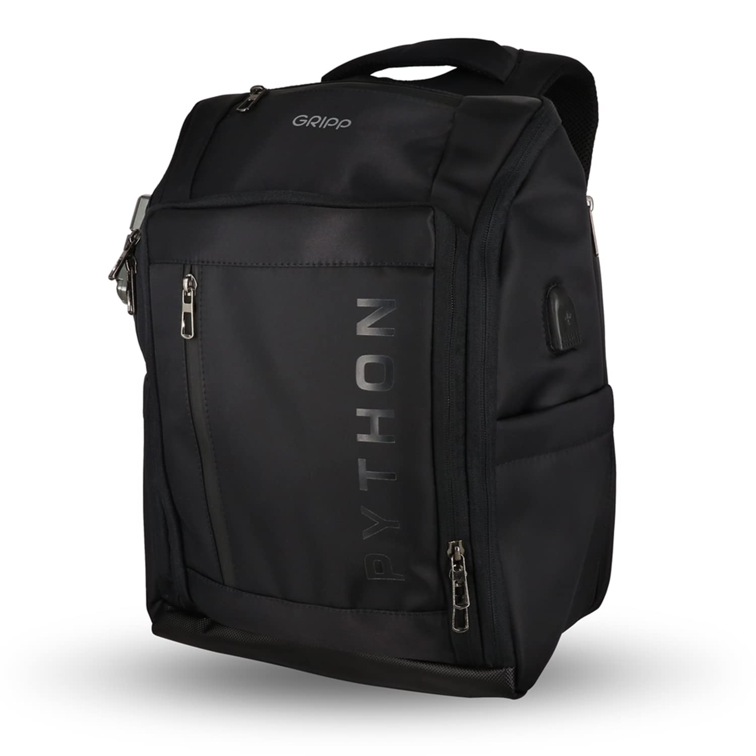 GRIPP® PYTHON Anti Theft Backpack for Laptop/MacBook Upto 16 inch with USB Charging Port Water Resistant Fabric | Stylish & Designed for School, Collage, Office and Business Purpose - Black (B0BQMVXNGC) Amazon Price History, Amazon Price Tracker