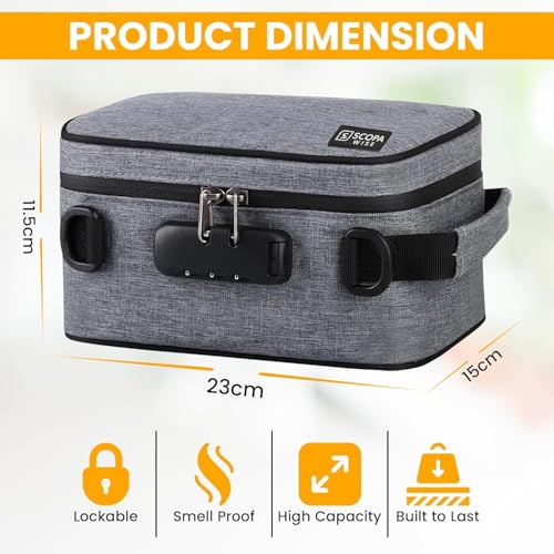 Smell Proof Bag with Lock | Odor Control Travel Organizer with Activated Carbon | Discreet & Secure Storage Case | Durable Design | 12-Month Warranty (Grey) - Image 6