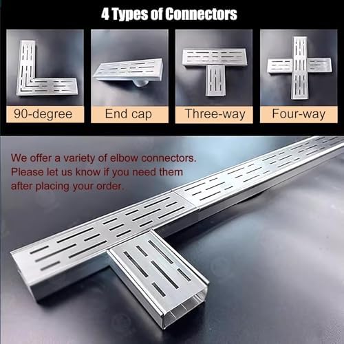 Stainless Steel Trench Drain Kit - Efficient Water Drainage Solution for Pool, Patio, Garage & Yard Areas - Durable, Easy Installation, Corrosion-Resistant Design