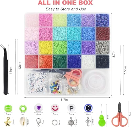 Jamish Store JS Beads for Bracelets Kit 24 Colors 14440 pcs 3mm Glass Seed Beads Multi Color - Image 2
