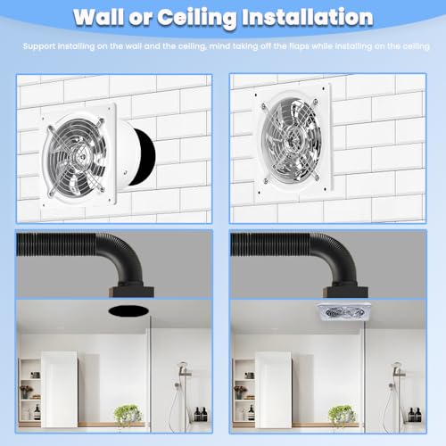 image for RLOZUI 8 inch Exhaust Fan, 735CFM Wall Mounted Vent Fans, Ventilation 