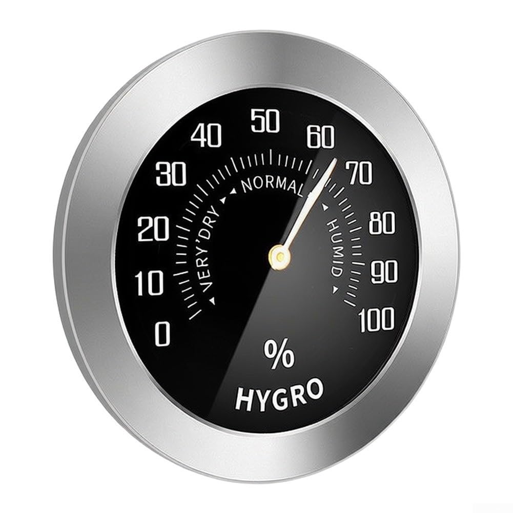 Termómetro Digital Interior con Higrómetro de Alta Precisión para Coche y Hogar - Monitor Temperatura Humedad para compacto 3.7cm Aleación Aluminio Negro