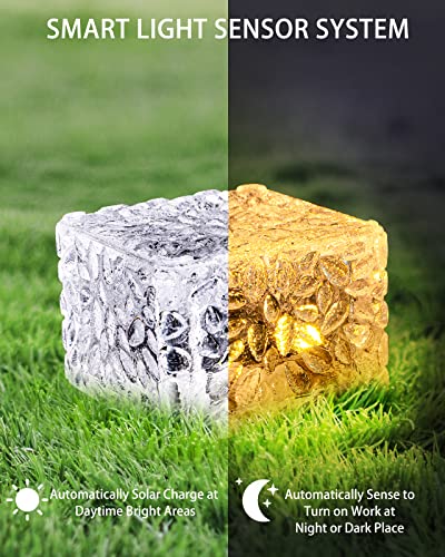 Solar Brick Lights Solar Pathway Light Outdoor Waterproof Paver Lights Landscape Light Ice Cube Light For Garden, Patio, Walkway, Driveway Decorations 2.8X2.8 Size (Warm White 6Pack) #TOP3