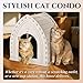 Apasiri Cat Houses for Indoor Cats: Cozy Indoor Pet Shelter with No-Tool Assembly, Thermal Enclosed Cathouse & Scratcher House for Anxious Kittens, 11.6x11.6x13.8 Inches