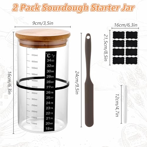 Kit levain avec pot fermentation verre 680 ml pour surveiller la température