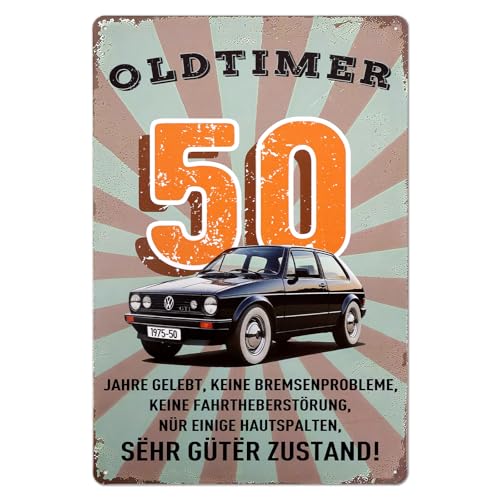 Déco 50e anniversaire pour homme, panneau vintage en tôle, 50e anniversaire pour hommes, carte d'anniversaire 50 ans pour homme, panneaux rétro en tôle (20 * 30 cm)