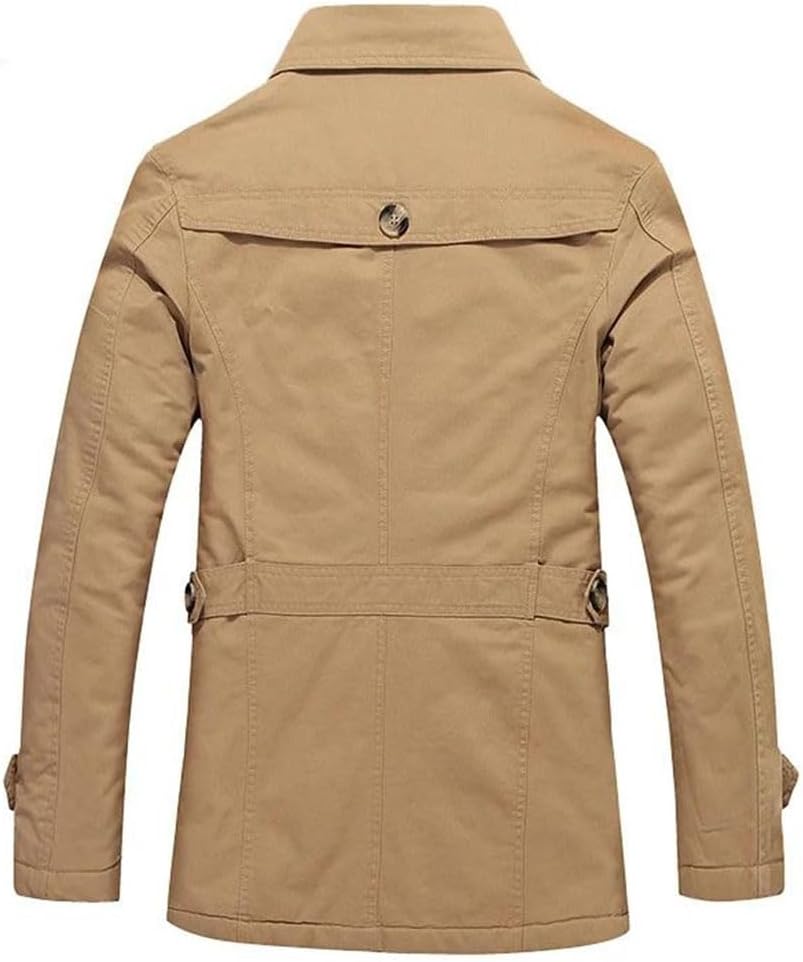 Men's Winter Trench Coat Military Outdoor Warm Fleece Lined Long Jacket Large Size Windproof Casual Outerwear