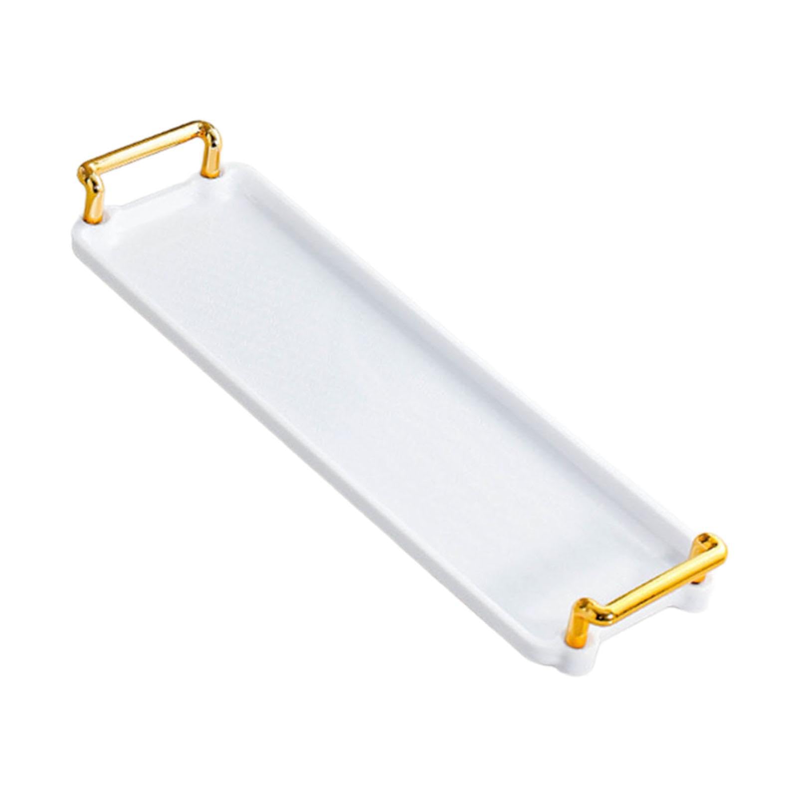 PIXZCSA Practical Storage Tray Serving Platter Rectangle Decorates And Optimizes Kitchen And Bathroom Vanity Areas Portable Bedroom Kitchen Tray Organizer, white, S