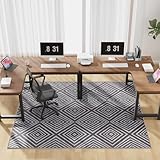 Blue&Black Checkered Diamond-Pattern Computer Chair Mat for Hardwood, 60' x 75'Office Mat for Hardwood Floor with Non-Slip Back, HeavyDuty Office Chair Rug for Hardfloor,LowPlie Carpet Floor Protector
