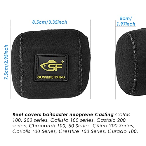 Image of SF Low Profile Neoprene Baitcaster Reel Covers Casting Protective Reel Case fit 50 100 200 Series Baitcaster